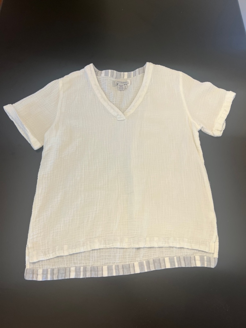 Carbon2Cobalt White Eleve Popover Tee Top Small